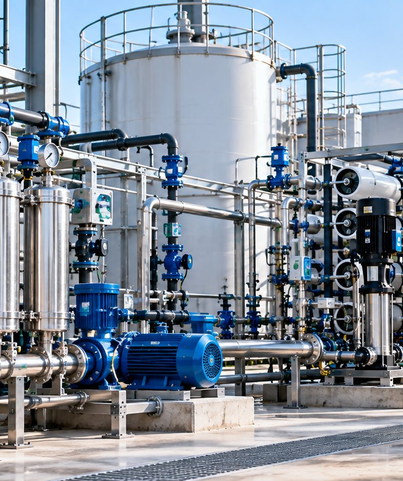 Membrane recovery skids and process tanks